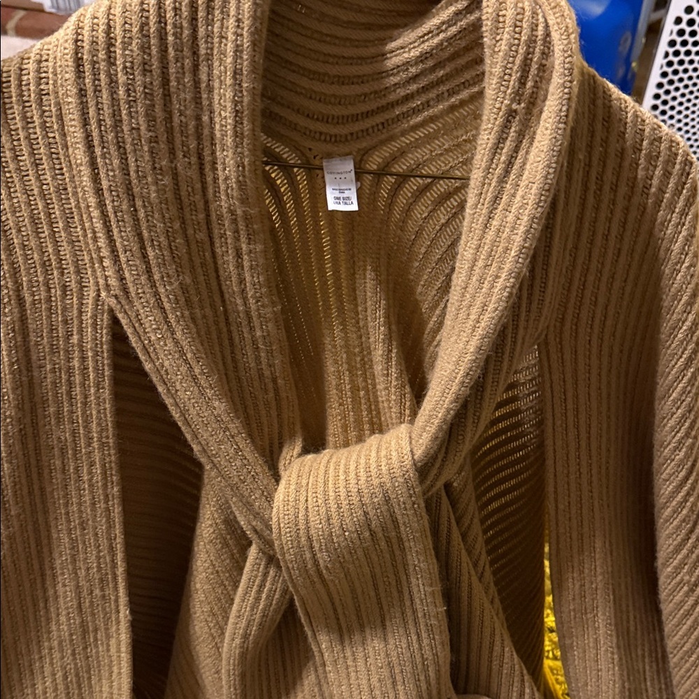 Covington Beige Ribbed Knit Sweater